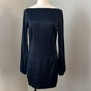 Guess by Marciano Black Silk Long Sleeve Mini Dress Sz XS